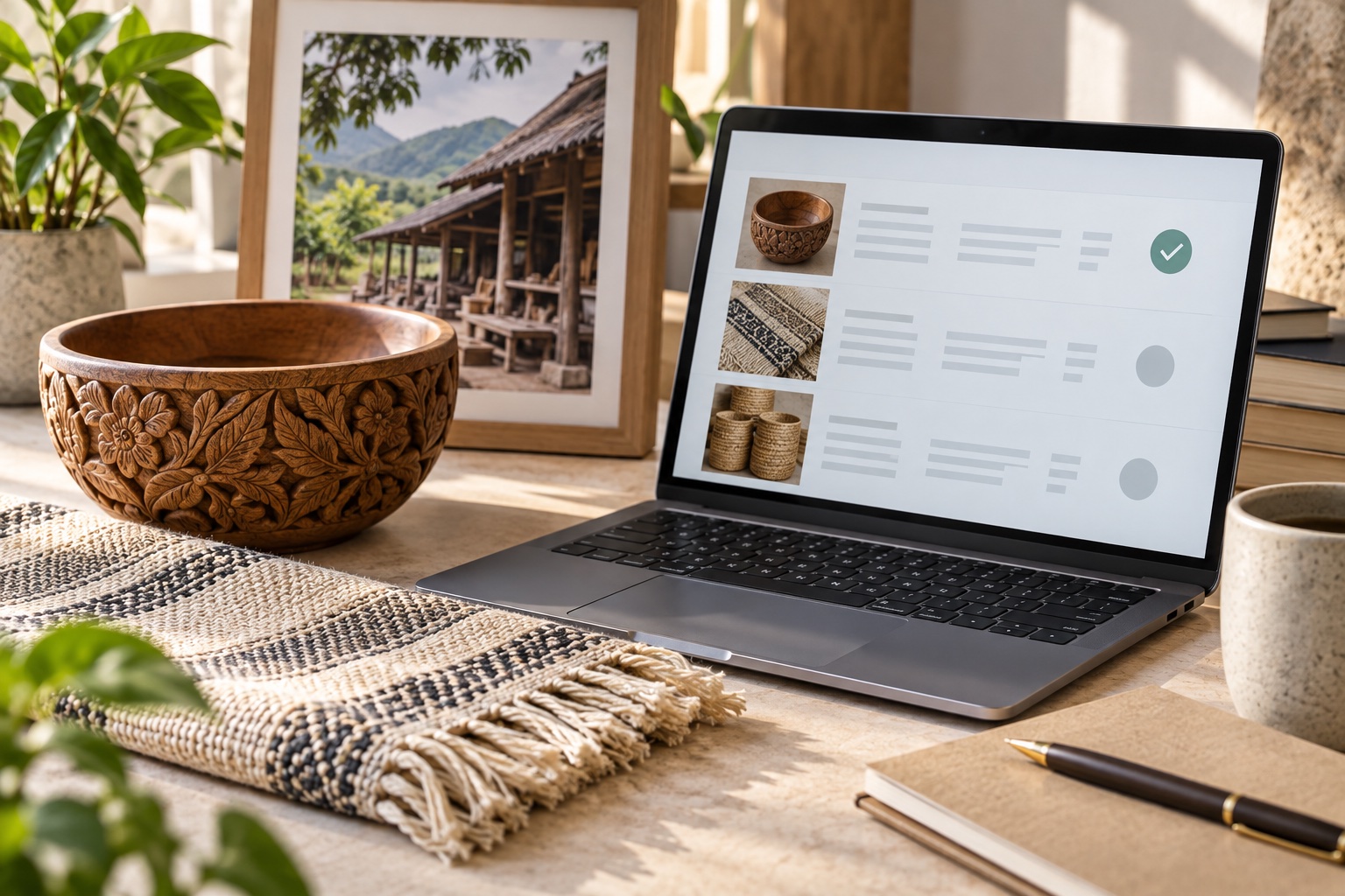 Product samples and a digital document review illustrating origin evidence